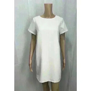 Lulu's Women's Dress Size Med Solid Ivory Short Sleeve Back Zip Up Bride Bridal